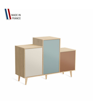 Meuble de rangement GRAND PODIUM - Chêne Clair - Porcelaine - Curacao - Terracotta - 127,4x88,5cm
