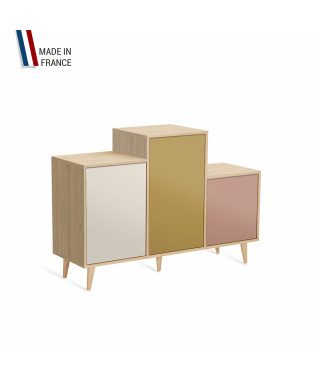 Meuble de rangement GRAND PODIUM - Chêne Clair - Porcelaine - Curry - Abricot - 127,4x88,5cm