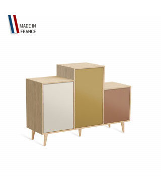 Meuble de rangement GRAND PODIUM - Chêne Clair -Porcelaine - Curry - Terracotta - 127,4x88,5cm