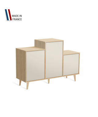 Meuble de rangement GRAND PODIUM - Chêne Clair - Porcelaine - 127,4x88,5cm