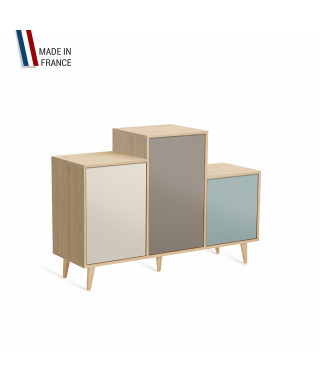 Meuble de rangement GRAND PODIUM - Chêne Clair - Porcelaine - Sienne - Curacao - 127,4x88,5cm
