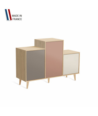 Meuble de rangement GRAND PODIUM - Chêne Clair - Sienne - Abricot - Porcelaine - 127,4x88,5cm