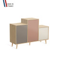 Meuble de rangement GRAND PODIUM - Chêne Clair - Sienne - Abricot - Porcelaine - 127,4x88,5cm