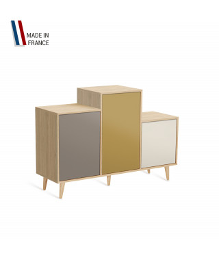 Meuble de rangement GRAND PODIUM - Chêne Clair - Sienne - Curry - Porcelaine - 127,4x88,5cm