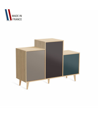 Meuble de rangement GRAND PODIUM - Chêne Clair - Sienne - Graphite - Tropical - 127,4x88,5cm