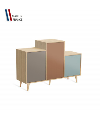 Meuble de rangement GRAND PODIUM - Chêne Clair - Sienne - Terracotta - Curacao - 127,4x88,5cm