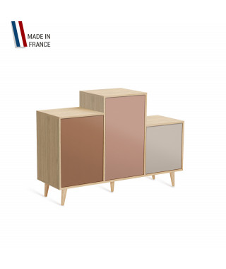 Meuble de rangement GRAND PODIUM - Chêne Clair - Terracotta - Abricot - Cachemire - 127,4x88,5cm
