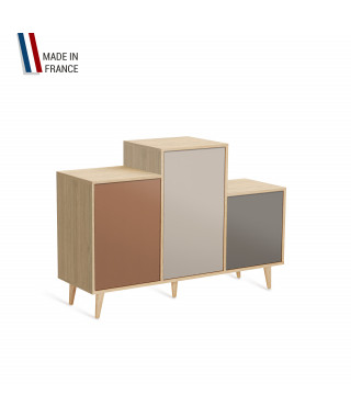 Meuble de rangement GRAND PODIUM - Chêne Clair - Terracotta - Cachemire - Cubanite - 127,4x88,5cm