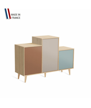 Meuble de rangement GRAND PODIUM - Chêne Clair - Terracotta - Cachemire - Curacao - 127,4x88,5cm