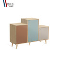 Meuble de rangement GRAND PODIUM - Chêne Clair - Terracotta - Curacao - Cachemire - 127,4x88,5cm