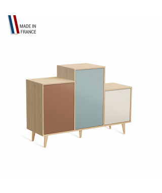 Meuble de rangement GRAND PODIUM - Chêne Clair - Terracotta - Curaçao - Porcelaine - 127,4x88,5cm