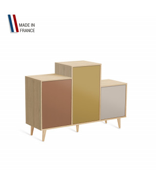 Meuble de rangement GRAND PODIUM - Chêne Clair - Terracotta - Curry - Cachemire - 127,4x88,5cm