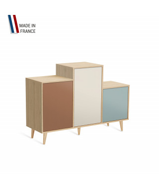 Meuble de rangement GRAND PODIUM - Chêne Clair - Terracotta - Porcelaine - Curacao - 127,4x88,5cm