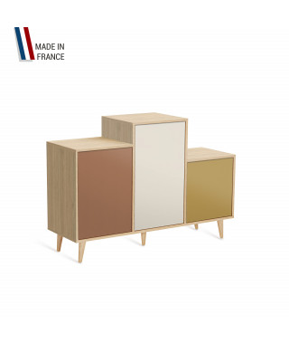 Meuble de rangement GRAND PODIUM - Chêne Clair - Terracotta - Porcelaine - Curry - 127,4x88,5cm
