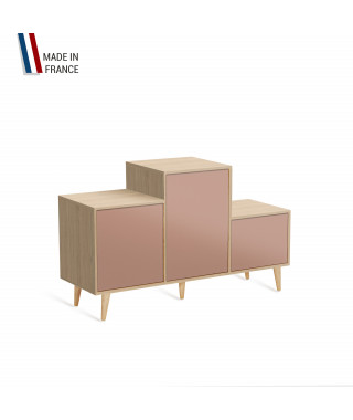 Meuble de rangement PODIUM - Chêne Clair - Abricot - - 127,5x74,5cm