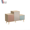 Meuble de rangement PODIUM - Chêne Clair - Abricot - Cachemire - Curaçao - - 127,5x74,5cm