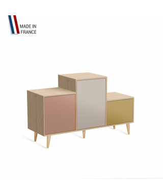 Meuble de rangement PODIUM - Chêne Clair -  Abricot - Cachemire - Curry - 127,5x74,5cm