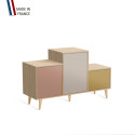 Meuble de rangement PODIUM - Chêne Clair -  Abricot - Cachemire - Curry - 127,5x74,5cm