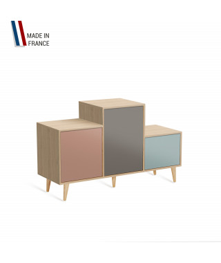 Meuble de rangement PODIUM - Chêne Clair -  Abricot - Cubanite - Curacao - 127,5x74,5cm