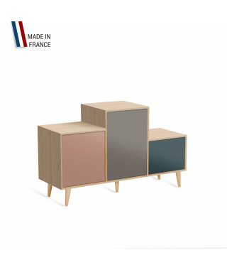 Meuble de rangement PODIUM - Chêne Clair -  Abricot - Cubanite - Tropical - 127,5x74,5cm