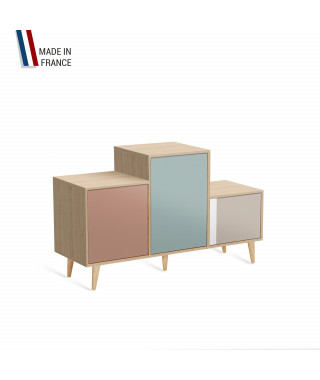 Meuble de rangement PODIUM - Chêne Clair -  Abricot - Curacao - Cachemire - 127,5x74,5cm