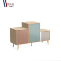 Meuble de rangement PODIUM - Chêne Clair -  Abricot - Curacao - Cachemire - 127,5x74,5cm
