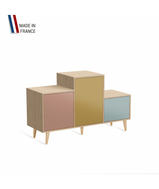 Meuble de rangement PODIUM - Chêne Clair -  Abricot - Curry - Curacao - 127,5x74,5cm