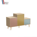 Meuble de rangement PODIUM - Chêne Clair -  Abricot - Curry - Curacao - 127,5x74,5cm
