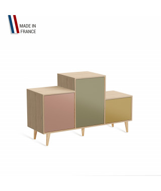 Meuble de rangement PODIUM - Chêne Clair -  Abricot - Olive - Curry - 127,5x74,5cm