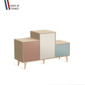 Meuble de rangement PODIUM - Chêne Clair -  Abricot - Porcelaine - Curacao - 127,5x74,5cm