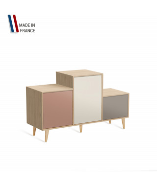 Meuble de rangement PODIUM - Chêne Clair -  Abricot - Porcelaine - Sienne - 127,5x74,5cm