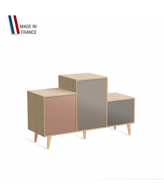 Meuble de rangement PODIUM - Chêne Clair -  Abricot - Sienne - Cubanite - 127,5x74,5cm