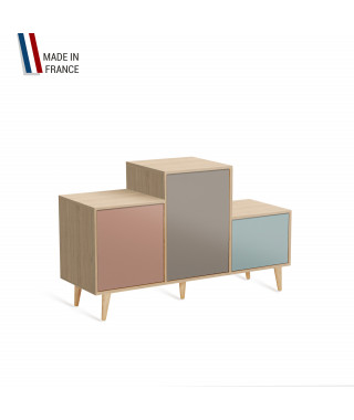 Meuble de rangement PODIUM - Chêne Clair -  Abricot - Sienne - Curacao - 127,5x74,5cm