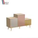 Meuble de rangement PODIUM - Chêne Clair -  Cachemire - Abricot - Curry - 127,5x74,5cm