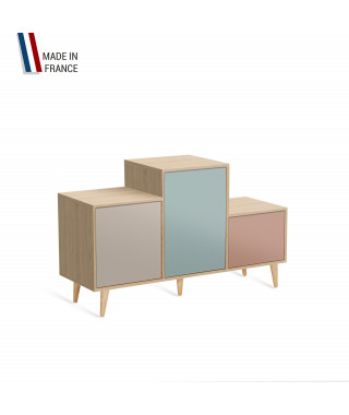 Meuble de rangement PODIUM - Chêne Clair -  Cachemire - Curacao - Abricot - 127,5x74,5cm