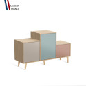 Meuble de rangement PODIUM - Chêne Clair -  Cachemire - Curacao - Abricot - 127,5x74,5cm