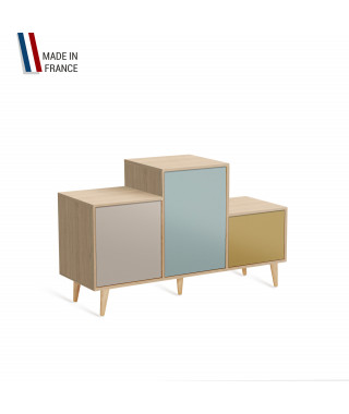 Meuble de rangement PODIUM - Chêne Clair -  Cachemire - Curacao - Curry - 127,5x74,5cm