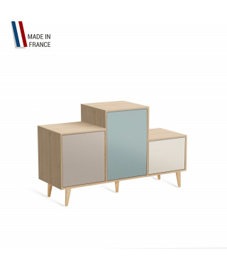 Meuble de rangement PODIUM - Chêne Clair -  Cachemire - Curacao - Porcelaine - 127,5x74,5cm