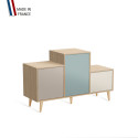 Meuble de rangement PODIUM - Chêne Clair -  Cachemire - Curacao - Porcelaine - 127,5x74,5cm