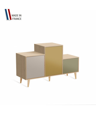 Meuble de rangement PODIUM - Chêne Clair -  Cachemire - Curry - Olive - 127,5x74,5cm