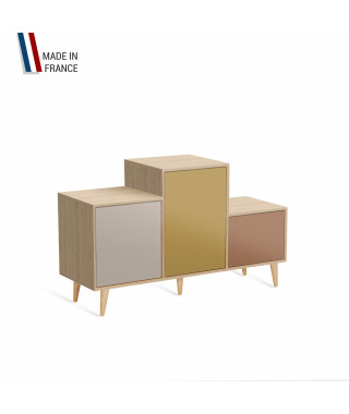 Meuble de rangement PODIUM - Chêne Clair -  Cachemire - Curry - Terracotta - 127,5x74,5cm