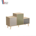 Meuble de rangement PODIUM - Chêne Clair -  Cachemire - Olive - Cubanite - 127,5x74,5cm