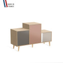 Meuble de rangement PODIUM - Chêne Clair -  Cubanite - Abricot - Cachemire - 127,5x74,5cm