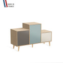 Meuble de rangement PODIUM - Chêne Clair -  Cubanite - Curacao - Porcelaine - 127,5x74,5cm