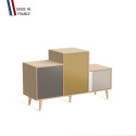 Meuble de rangement PODIUM - Chêne Clair -  Cubanite - Curry - Cachemire - 127,5x74,5cm