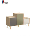 Meuble de rangement PODIUM - Chêne Clair -  Cubanite - Olive - Porcelaine - 127,5x74,5cm