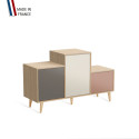 Meuble de rangement PODIUM - Chêne Clair -  Cubanite - Porcelaine - Abricot - 127,5x74,5cm