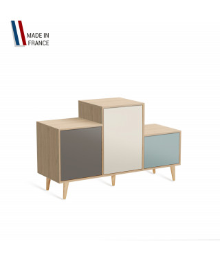 Meuble de rangement PODIUM - Chêne Clair -  Cubanite - Porcelaine - Curacao - 127,5x74,5cm