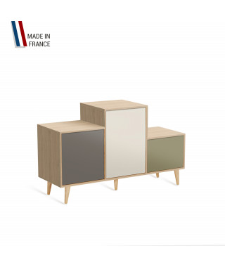 Meuble de rangement PODIUM - Chêne Clair -  Cubanite - Porcelaine - Olive - 127,5x74,5cm