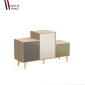 Meuble de rangement PODIUM - Chêne Clair -  Cubanite - Porcelaine - Olive - 127,5x74,5cm